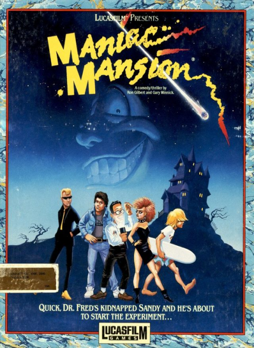 Maniac Mansion box art for Amiga